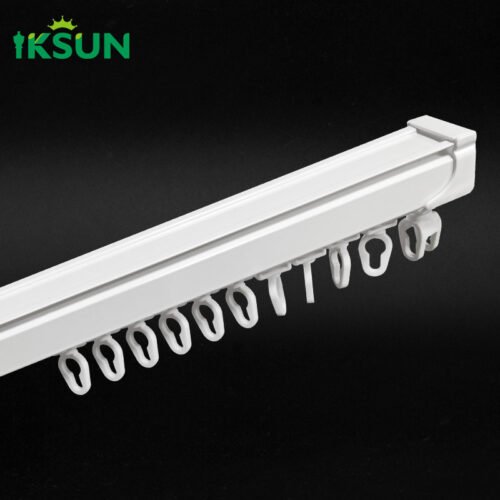 IKSUN Wholesaler Window Curtain Poles with Profile Aluminum Curtain Tracks Equipped with S-Fold Curtain Tape for Stylish Design - Image 3