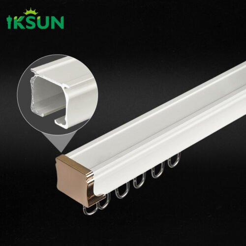 IKSUN Premium Aluminum Ceiling-Mounted Silent Curtain Track with Durable Brackets and Complete Accessories Set - Image 3