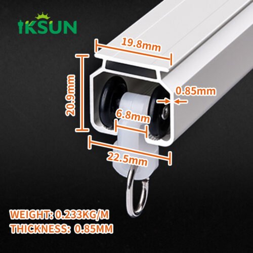 IKSUN Factory Wholesale Aluminium Curtain Track Sliding Window Curtain Rail with Pulley System and Fittings Customized - Image 4