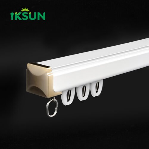 IKSUN Aluminium Alloy Silent Curtain Track System with Durable Hooks and Elegant End Cap Design for Home or Office - Image 2