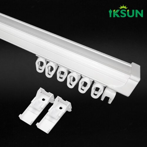 IKSUN  Factory Customized U-Shaped Aluminium Curtain Track Profile with Sheave Slide Straight Rail and S-Fold Tape - Image 4