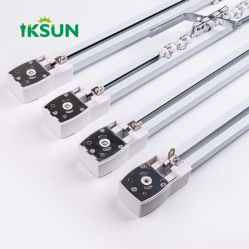 IKSUN Factory  Promotion Heavy Duty Aluminium Ceiling-Mounted Smart Motorized Curtain Track with Wireless Automatic System