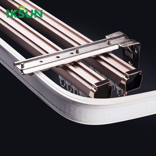 IKSUN Ceiling Mounted Double Metal Curtain Rail Track with Accessories for American Departments - Image 3