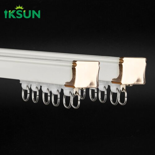 IKSUN Premium Aluminum Ceiling-Mounted Silent Curtain Track with Durable Brackets and Complete Accessories Set