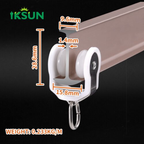 IKSUN Lvory White Heavy-Duty Double Aluminum Alloy Curved Curtain Rod Set with Ceiling-Mounted Track - Image 4