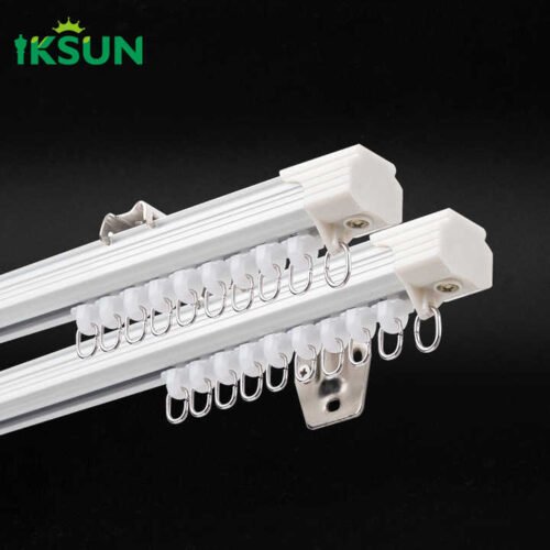 China Factory Customized Sliding Wall Mounted Curtain Rail Aluminium Extendable Silent Curtain Track Set For Home Office - Image 2