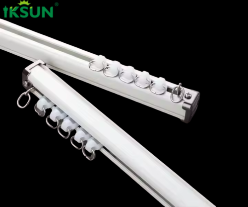 IKSUN China Factory Good Value Single and Double Wall-Mounted Curtain Track Aluminum Curtain Rail with Valance - Image 4