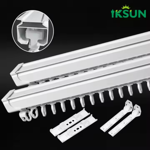 IKSUN China Manufacturer Customized S Folding Thickened Aluminum Curtain Track with High Bearing Capacity Ripple Fold Wave Curtain Rail - Image 2