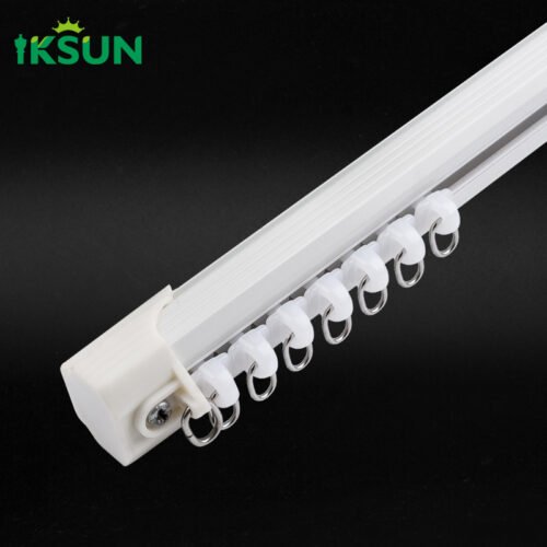 IKSUN Customizable Heavy-Duty Aluminum Double Curtain Track with Ceiling Mount for Home & Hotel - Image 2