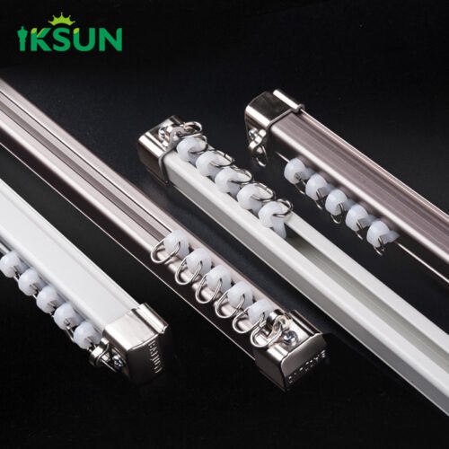 IKSUN Factory Wholesale Aluminium Curtain Track Sliding Window Curtain Rail with Pulley System and Fittings Customized