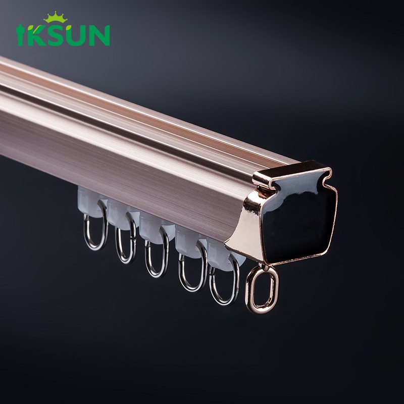 IKSUN Dual Heavy-Duty Aluminum Ceiling-Mounted Curtain Track Rod