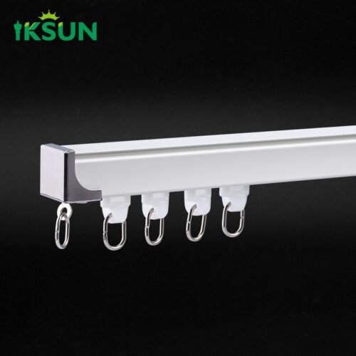 IKSUN Affordable Custom Heavy-Duty Aluminum Double Curtain Track with Ripple Fold for Hotel Use - Image 3