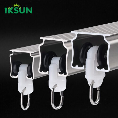 IKSUN Affordable Custom Heavy-Duty Aluminum Double Curtain Track with Ripple Fold for Hotel Use - Image 2