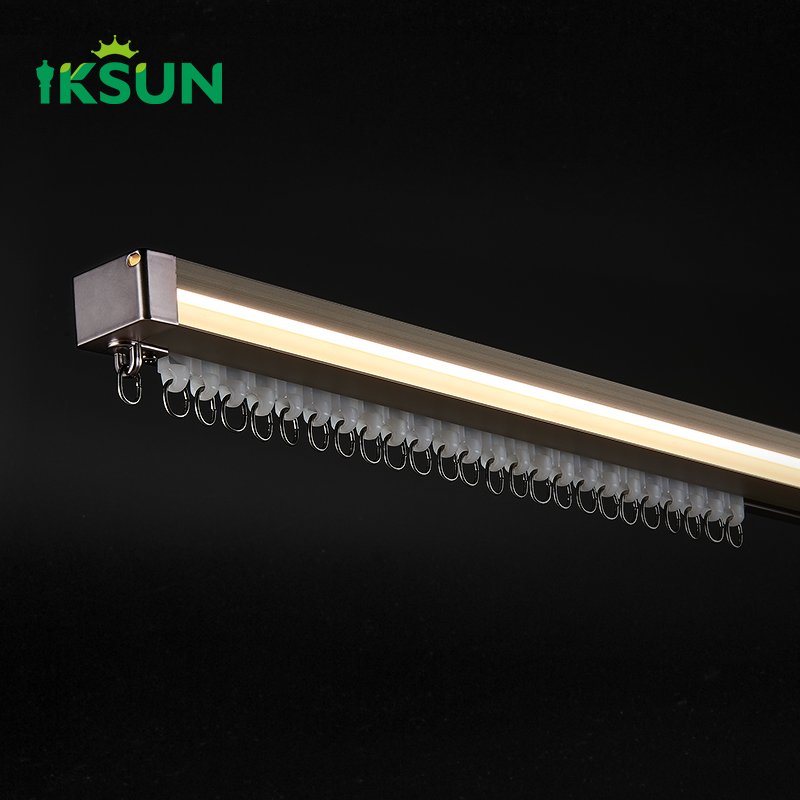 IKSUN Factory Direct 0.8mm Thick Practical LED Curtain Track with Silent Design and Smooth Operation