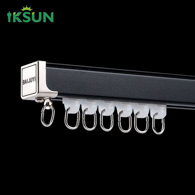 Durable Aluminum Ceiling-Mounted Double Curtain Rails with Complete Accessories