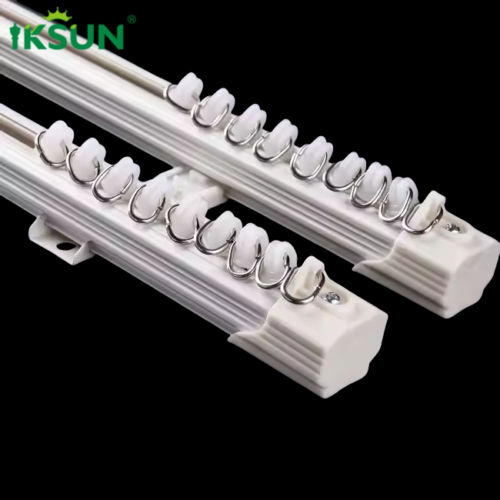 Factory Direct Modern Double Rails Straight Curtain Track with Nano Silent Curtain Rod Accessories for Ceiling Installation