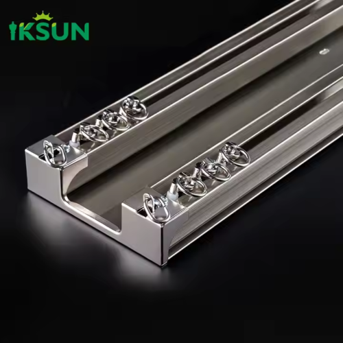 IKSUN Factory Simple Invisible Two-Rail Channels High Aluminium Hand-Drawn Curtain Track, Ceiling Mounted