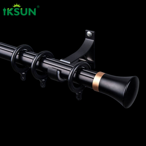 IKSUN Factory Wholesale Adjustable Single Window Curtain Rod with Polished Silver Cast Iron, Ceiling Mounted for Modern Interiors - Image 2