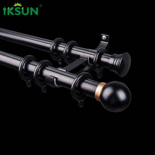 IKSUN Factory Wholesale Adjustable Single Window Curtain Rod with Polished Silver Cast Iron, Ceiling Mounted for Modern Interiors - Image 4