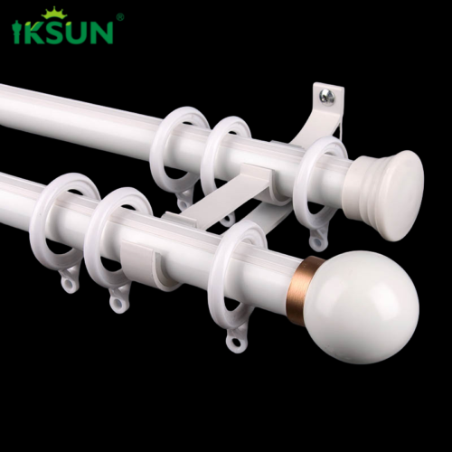 IKSUN Factory Wholesale Adjustable Single Window Curtain Rod with Polished Silver Cast Iron, Ceiling Mounted for Modern Interiors - Image 3