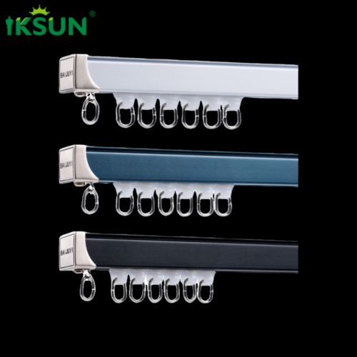 IKSUN Factory Wholesale Aluminium Alloy Curtain Track with Sand Texture Finish in White, Blue, and Black Colors, Smooth and Stable Operation - Image 3