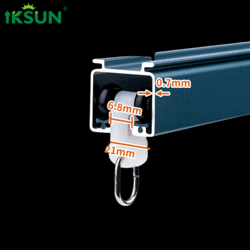 IKSUN Factory Wholesale Aluminium Alloy Curtain Track with Sand Texture Finish in White, Blue, and Black Colors, Smooth and Stable Operation - Image 4