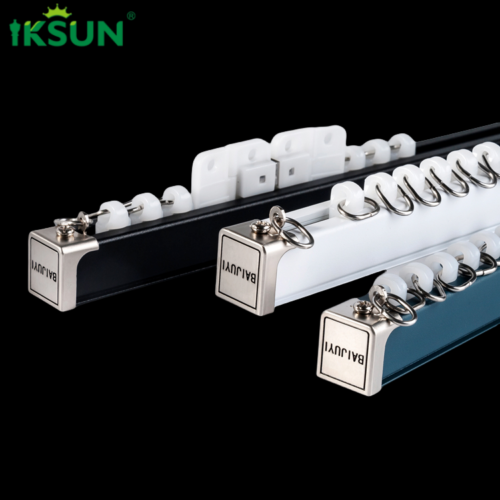 IKSUN Factory Wholesale Aluminium Alloy Curtain Track with Sand Texture Finish in White, Blue, and Black Colors, Smooth and Stable Operation