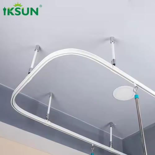 IKSUN Factory Wholesale Flexible Bendable Ceiling Curtain Track for Bay Windows, Hospitals, and Cubicle Transfusion Poles - Image 4