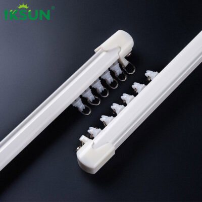 Heavy Duty Aluminum Ceiling Mounted Ripple Fold Double Curtain Track For Bay Windows