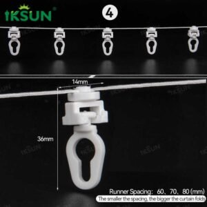 KSUN High Quality Electric Curtain Rail Accessories with S Wave Fold Curtain Tape for Smart Curtain Systems and Home Automation