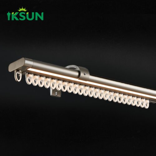 IKSUN  High-Quality New Design Heavy-Duty Aluminium Curtain Rod Rail with Remote-Control LED Lighting System - Image 2