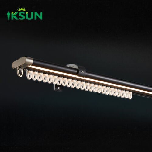 IKSUN  High-Quality New Design Heavy-Duty Aluminium Curtain Rod Rail with Remote-Control LED Lighting System - Image 3