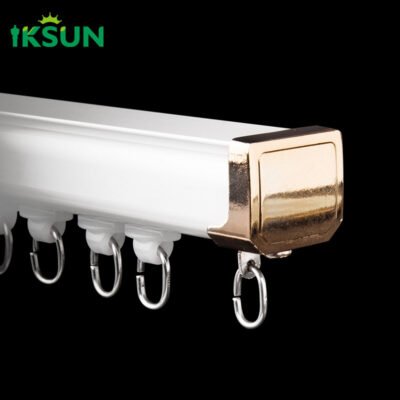 Luxury Aluminium Alloy Curtain Track With Gold Plated End Cap And Smooth Sliding Hooks For Modern Interiors 1