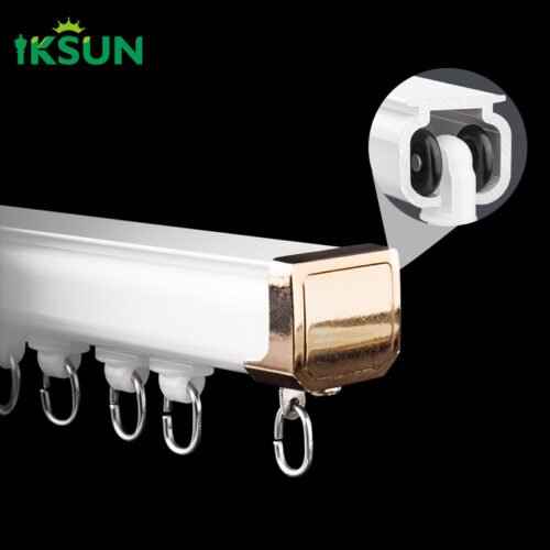 IKSUN Luxury Aluminium Alloy Curtain Track with Gold-Plated End Cap and Smooth Sliding Hooks for Modern Interiors - Image 2