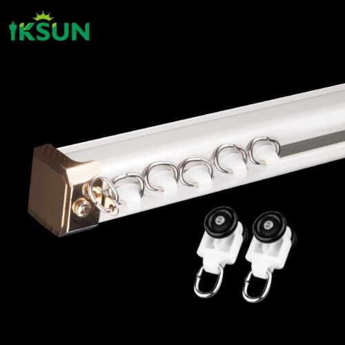 IKSUN Luxury Aluminium Alloy Curtain Track with Gold-Plated End Cap and Smooth Sliding Hooks for Modern Interiors - Image 3