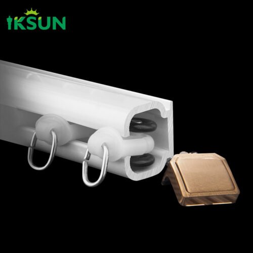 IKSUN Luxury Aluminium Alloy Curtain Track with Gold-Plated End Cap and Smooth Sliding Hooks for Modern Interiors - Image 4