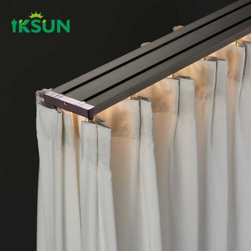 Manufacturers New Design Aluminum Extra-Wide Heavy-Duty Hotel Curtain Track Rail with LED Light for Double Curtains Customizable - Image 4