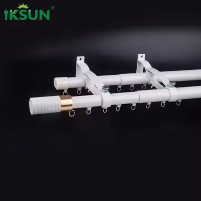 Modern Industrial Long Extendable Curtain Rod For Cafe Large Windows Inside Mount 7.9 14.8ft Simple Design