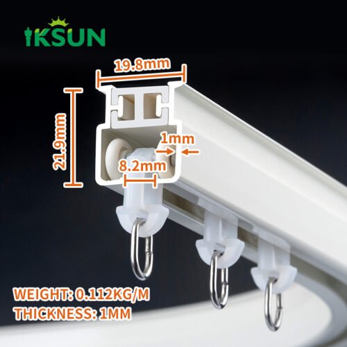 IKSUN Flexible L-Shaped Ceiling-Mounted Manually Bendable Sliding Curtain Rail for Bay Windows - Image 4