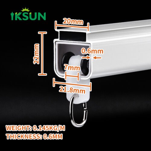 IKSUN Wholesale  Aluminum Alloy Curtain Track High-Strength Silent Sliding Track Roller Track Accessories Factory Direct Curtain Rail - Image 4