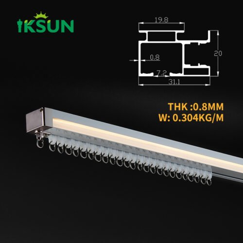 IKSUN Factory Direct 0.8mm Thick Practical LED Curtain Track with Silent Design and Smooth Operation - Image 4