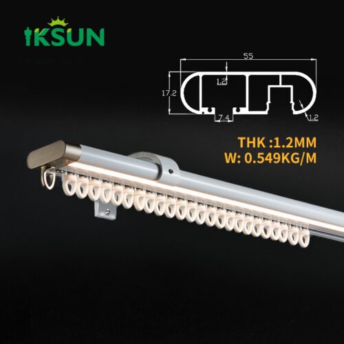 IKSUN Upset New Design High-Quality Aluminium Heavy-Duty Curtain Rod Rail with Remote-Controlled - Image 4