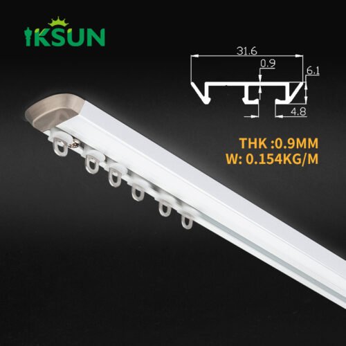 IKSUN Bulk wholesale Factory Supply Heavy Duty Aluminium Curtain Rail Accessories Stage Pole Track Hotel Curtain Rod System - Image 4