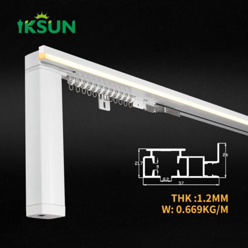 IKSUN Smart Tuya Homekit Motorized Curtain Track System with Electric DC Motor, APP Control, Valance Curtain Rail, and LED Light - Image 4