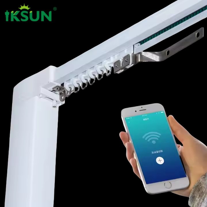 Wholesale Manufacturer Silent Ripple Fold Design WiFi Tuya Motorized Smart Home Aluminium Electric Curtain Rail Track System