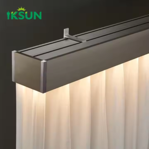 Wholesale Modern Aluminum Ceiling-Mounted Curtain Pelmet Box with Double Curtain Track and LED Light Decoration