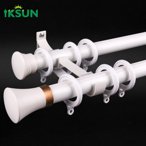 IKSUN Extra Long Black Ceiling Mounted Double Curtain Rod Set for Inside Mount Cafe Home Decor - Image 2