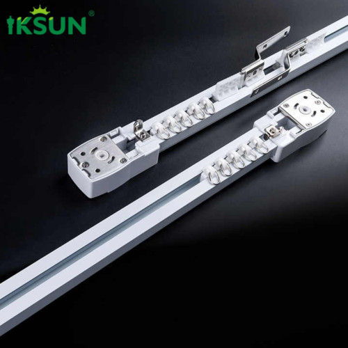 Wholesale Manufacturer Silent Ripple Fold Design WiFi Tuya Motorized Smart Home Aluminium Electric Curtain Rail Track System - Image 4