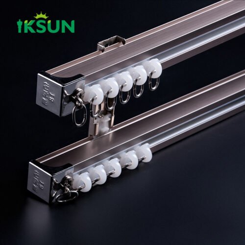 IKSUN Heavy-Duty Double Curtain Track System – Aluminum Alloy Ceiling or Wall Mount, Smooth - Image 3