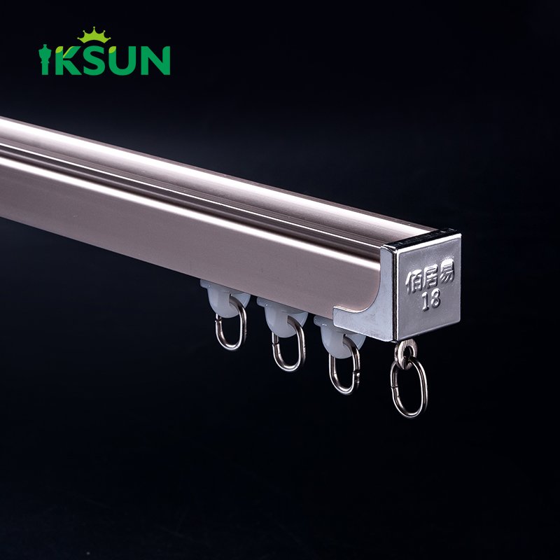 IKSUN Heavy-Duty Double Curtain Track System – Aluminum Alloy Ceiling or Wall Mount, Smooth